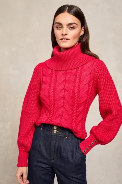 Corded Roll Neck Knit (Raspberry)