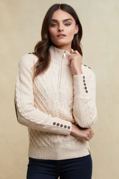 Country Cable Quarter Zip Knit (Oat)