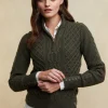 Country Cable Quarter Zip Knit (Forest Green)