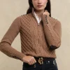 Country Cable Quarter Zip Knit (Caramel)
