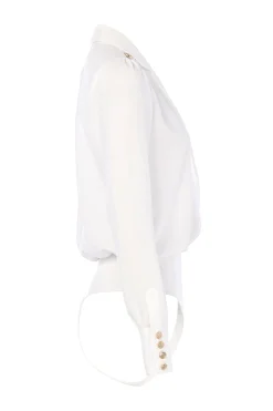 Cupro Shirt Bodysuit (White)