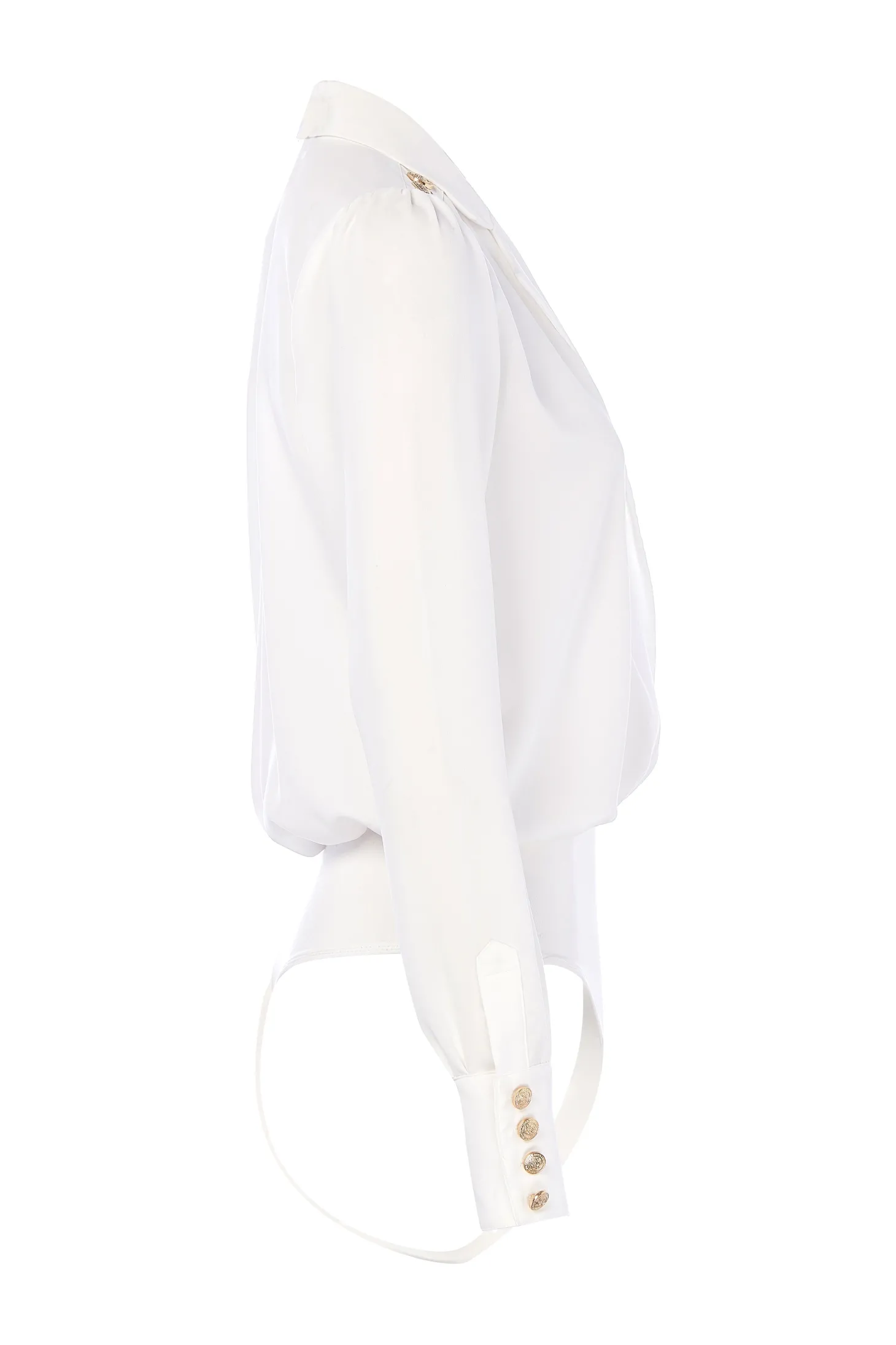 Cupro Shirt Bodysuit (White)