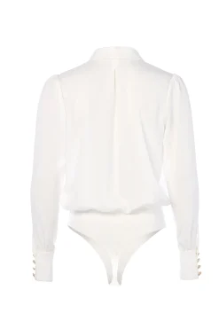 Cupro Shirt Bodysuit (White)