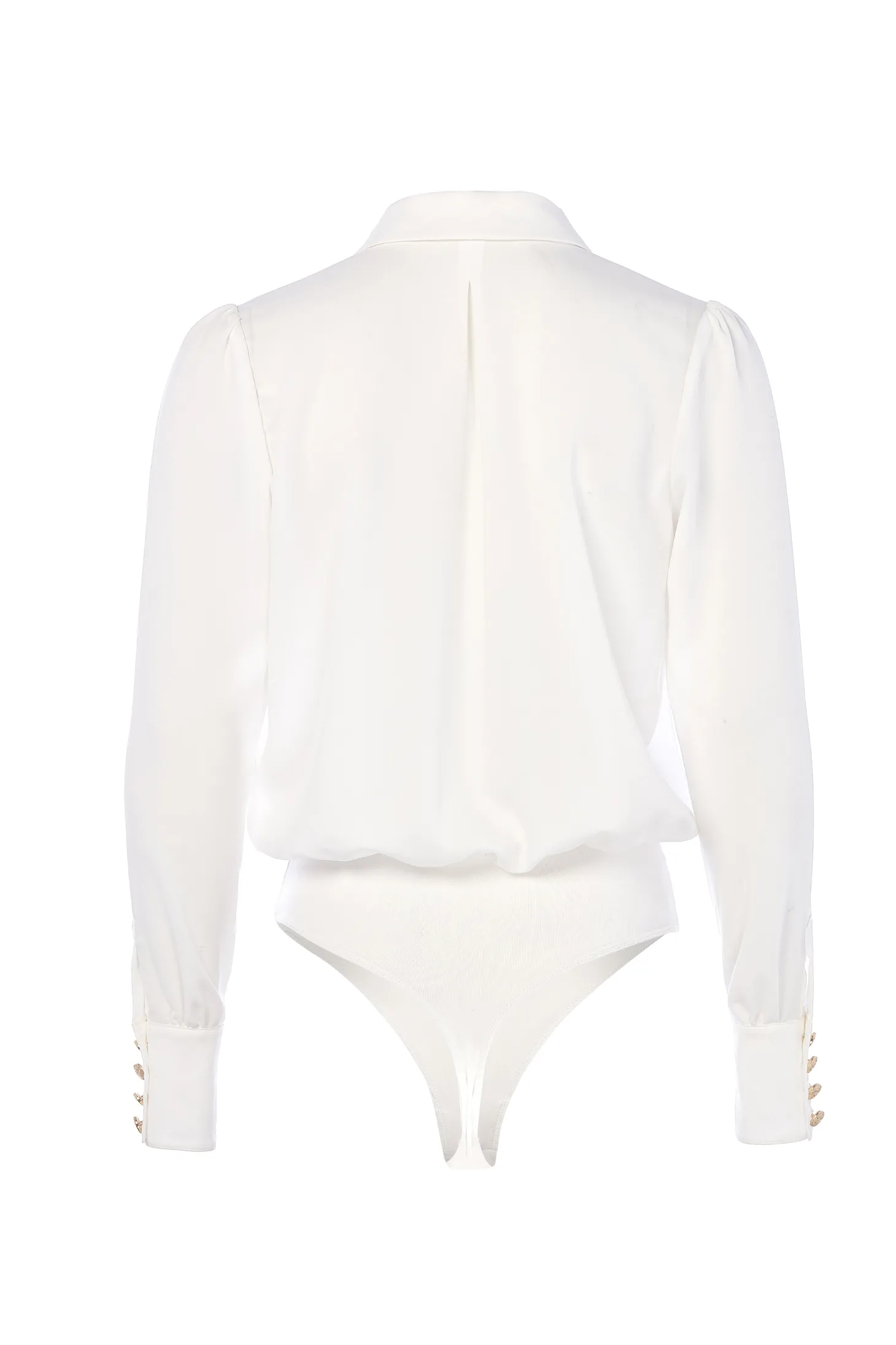 Cupro Shirt Bodysuit (White)
