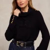 Daisy Roll Neck Knit (Black)