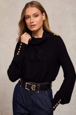 Daisy Roll Neck Knit (Black)