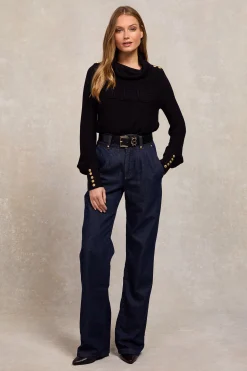 Daisy Roll Neck Knit (Black)