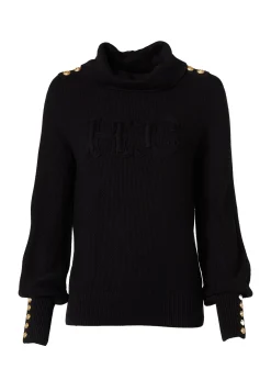 Daisy Roll Neck Knit (Black)
