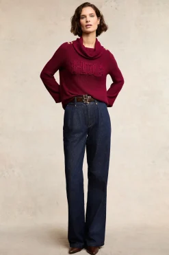 Daisy Roll Neck Knit (Wine)