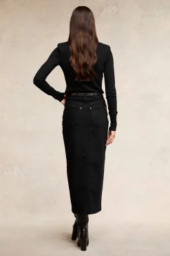 Denim Maxi Skirt (Black)