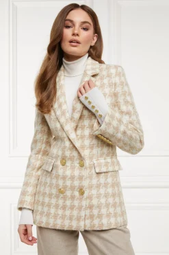 Double Breasted Blazer (Camel Houndstooth)