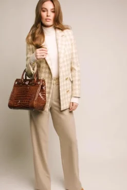Double Breasted Blazer (Camel Houndstooth)