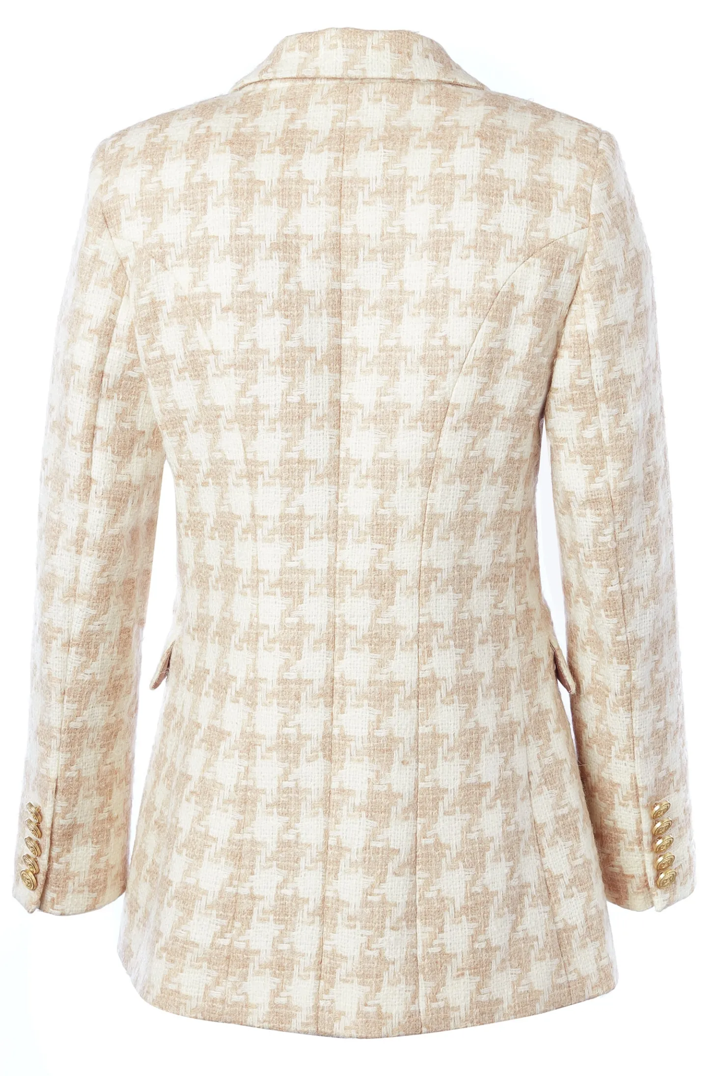 Double Breasted Blazer (Camel Houndstooth)