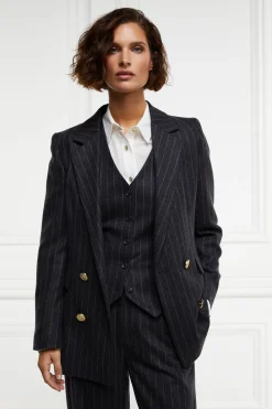 Double Breasted Blazer (Charcoal Pinstripe)