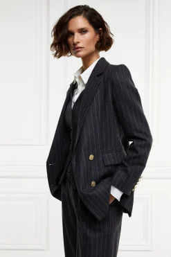 Double Breasted Blazer (Charcoal Pinstripe)