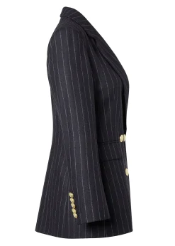 Double Breasted Blazer (Charcoal Pinstripe)