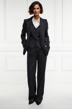 Double Breasted Blazer (Charcoal Pinstripe)