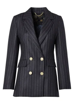 Double Breasted Blazer (Charcoal Pinstripe)