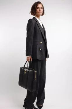 Double Breasted Blazer (Charcoal Pinstripe)