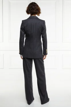 Double Breasted Blazer (Charcoal Pinstripe)
