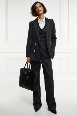 Double Breasted Blazer (Charcoal Pinstripe)