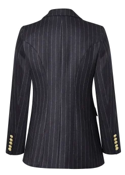 Double Breasted Blazer (Charcoal Pinstripe)