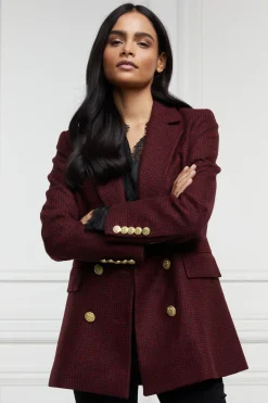 Double Breasted Blazer (Deep Red Houndstooth)
