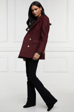 Double Breasted Blazer (Deep Red Houndstooth)