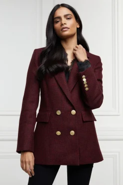 Double Breasted Blazer (Deep Red Houndstooth)