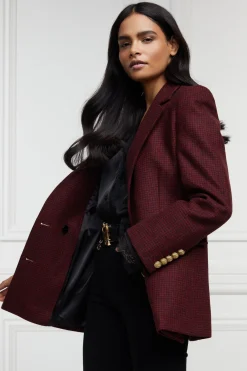 Double Breasted Blazer (Deep Red Houndstooth)