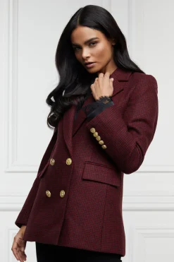 Double Breasted Blazer (Deep Red Houndstooth)