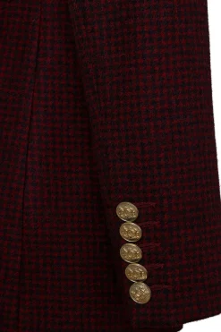 Double Breasted Blazer (Deep Red Houndstooth)