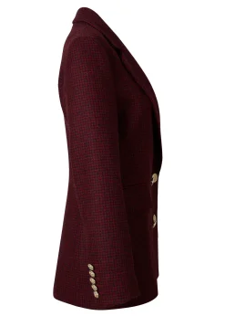 Double Breasted Blazer (Deep Red Houndstooth)