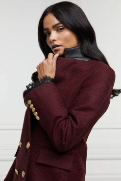 Double Breasted Blazer (Deep Red Houndstooth)
