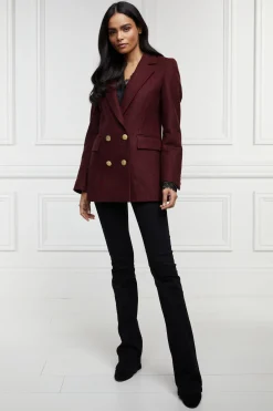 Double Breasted Blazer (Deep Red Houndstooth)