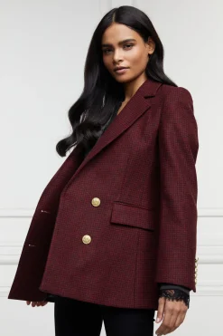 Double Breasted Blazer (Deep Red Houndstooth)