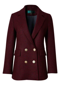 Double Breasted Blazer (Deep Red Houndstooth)
