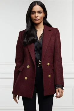 Double Breasted Blazer (Deep Red Houndstooth)