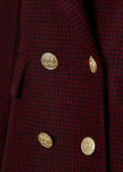 Double Breasted Blazer (Deep Red Houndstooth)
