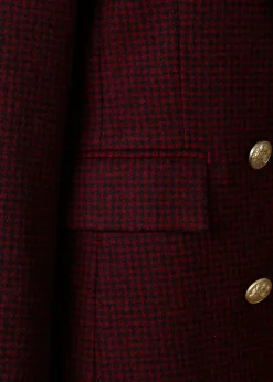 Double Breasted Blazer (Deep Red Houndstooth)