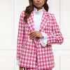 Double Breasted Blazer (Hot Pink Large Scale Houndstooth)