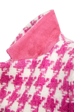 Double Breasted Blazer (Hot Pink Large Scale Houndstooth)