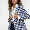 Double Breasted Blazer (Large Scale Navy Houndstooth)
