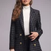 Double Breasted Blazer (Large Scale Charcoal Houndstooth)