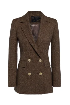 Double Breasted Blazer (Large Scale Brown Herringbone)