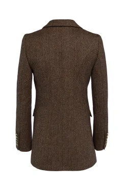 Double Breasted Blazer (Large Scale Brown Herringbone)