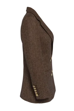 Double Breasted Blazer (Large Scale Brown Herringbone)