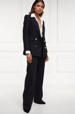 Double Breasted Blazer (Navy Chalk Pinstripe)