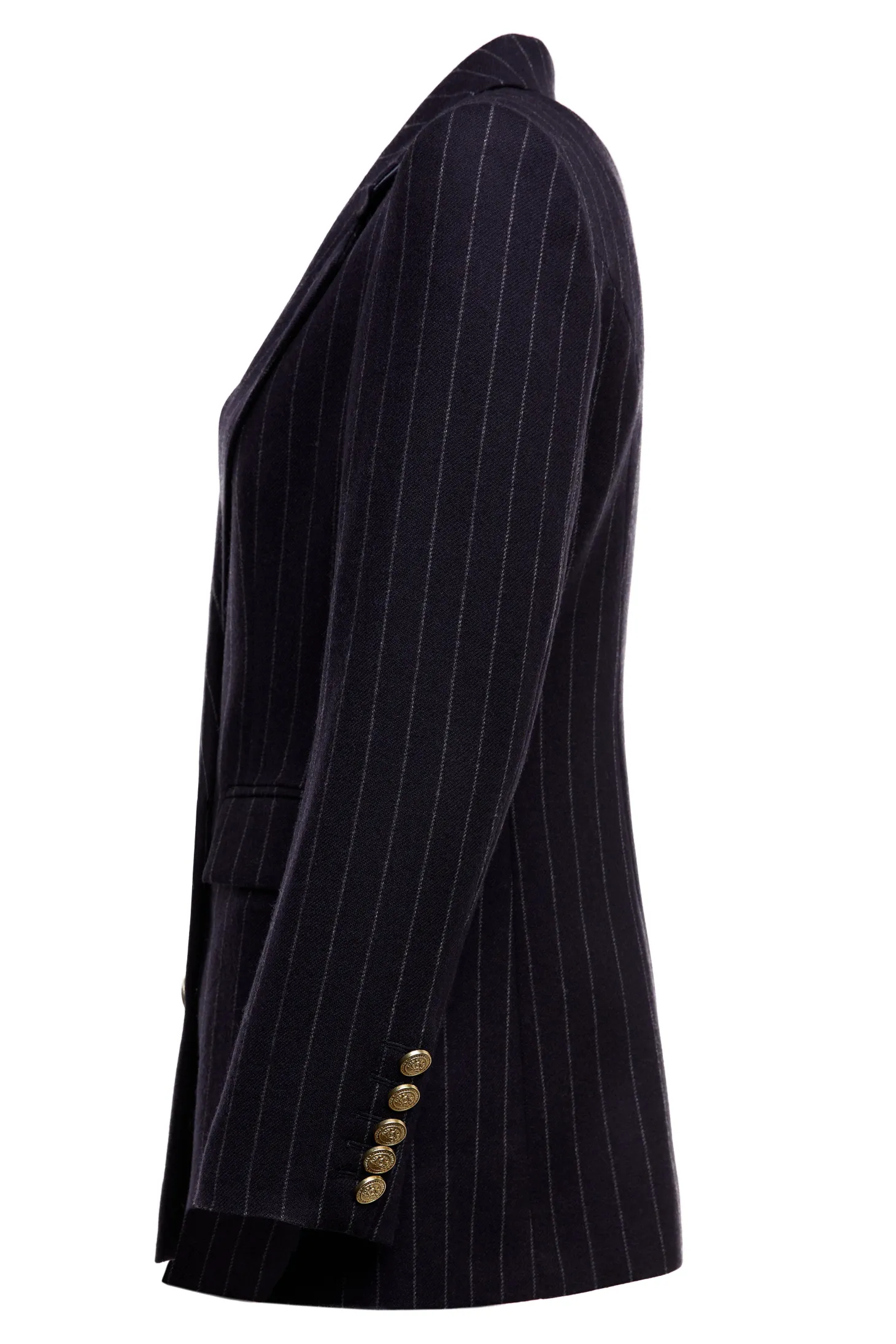 Double Breasted Blazer (Navy Chalk Pinstripe)