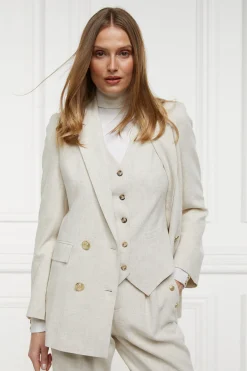 Double Breasted Blazer (Natural Linen)